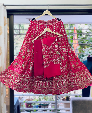 Pink Georgette Lehenga Choli For Women