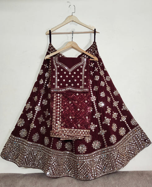 Ville Fashion Latest Georgette Real Mirror Work Lehenga