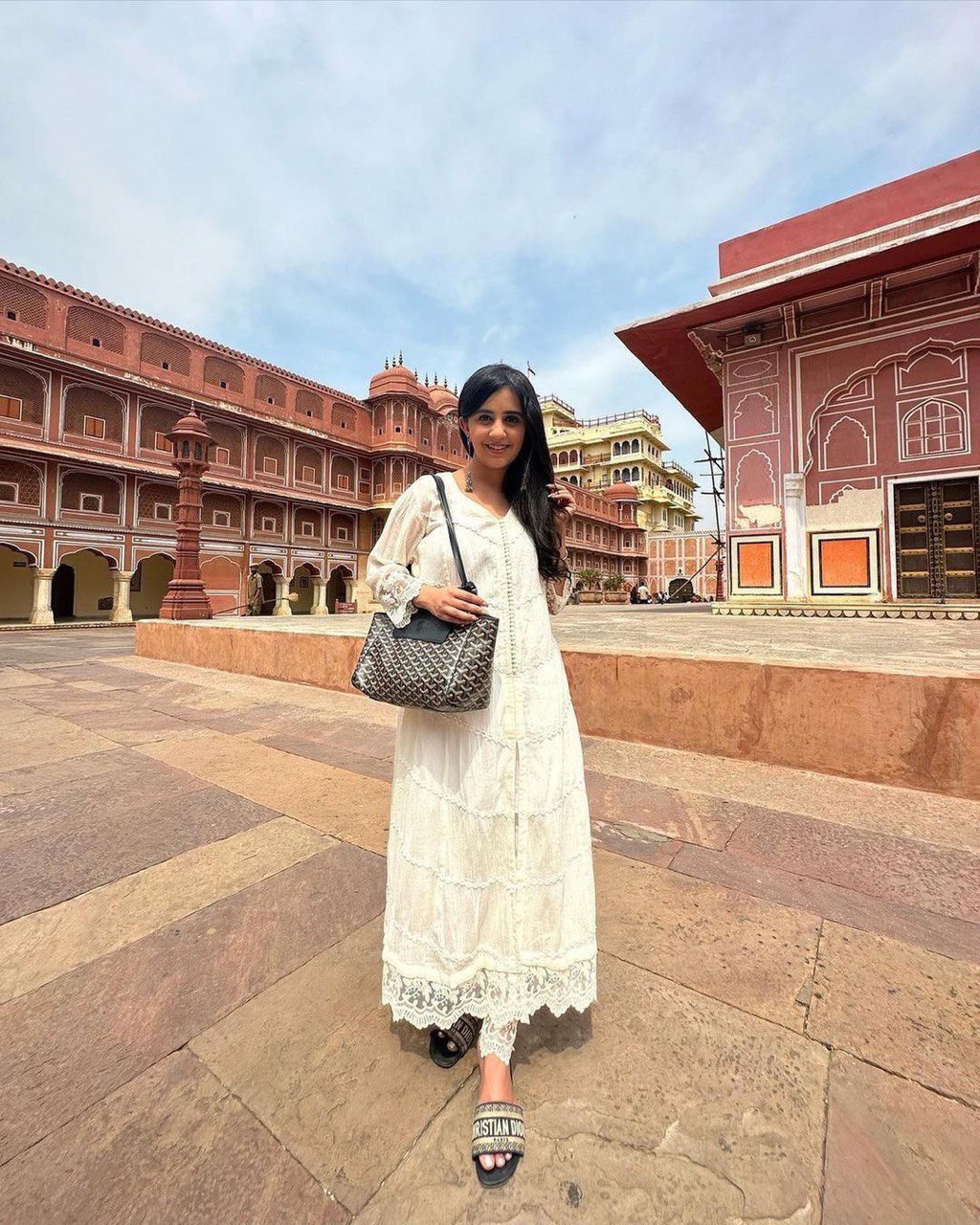 Designer Wear White Trending Cotton Thread Embroidered Work Top And Work Pent With Dupatta