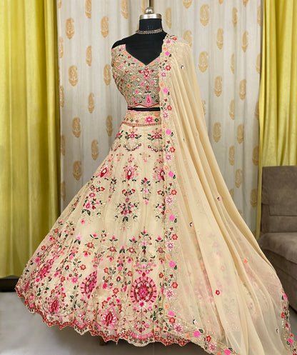 Peach Color Georgette Lehenga For Women
