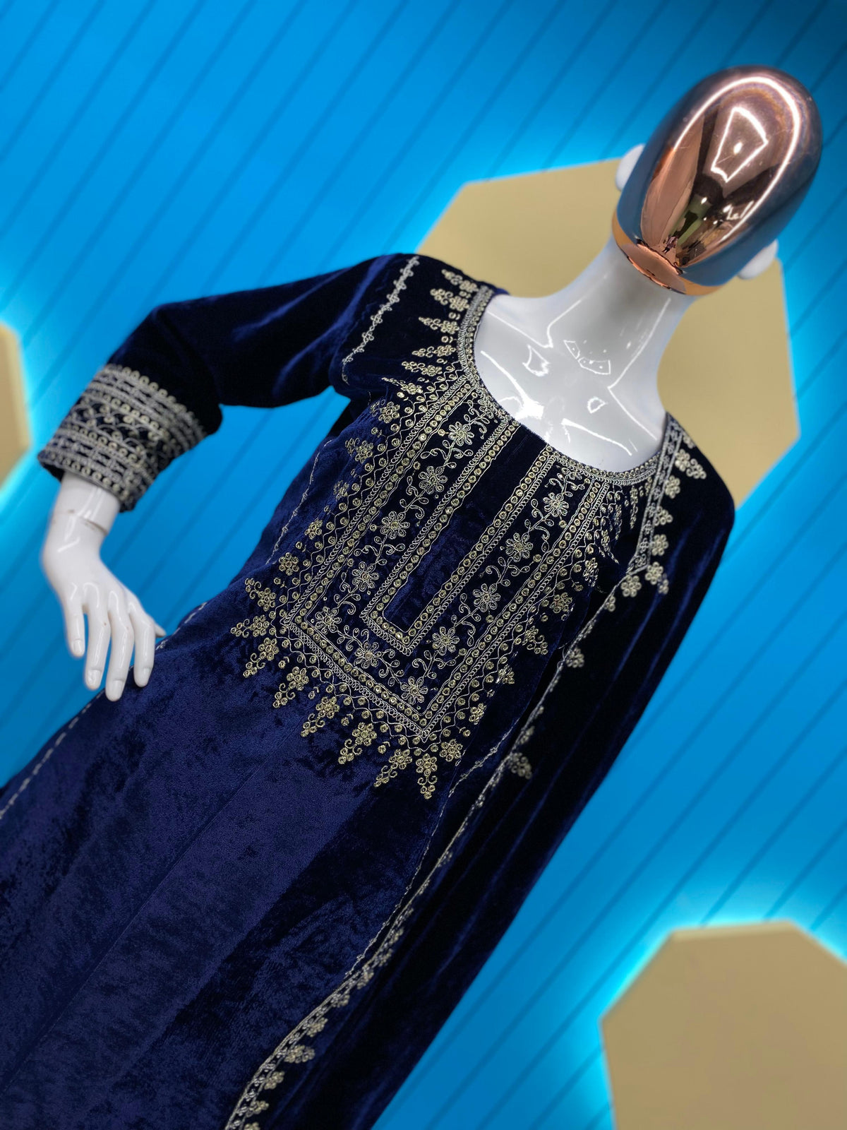Function Wear A Velvet Sequence Embroidery Work Top With Pant And Dupatta
