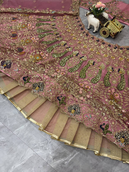 Pink Color Net Sequence Lehenga Choli
