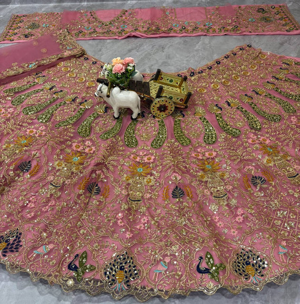 Pink Color Net Sequence Lehenga Choli