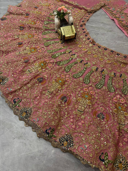 Pink Color Net Sequence Lehenga Choli
