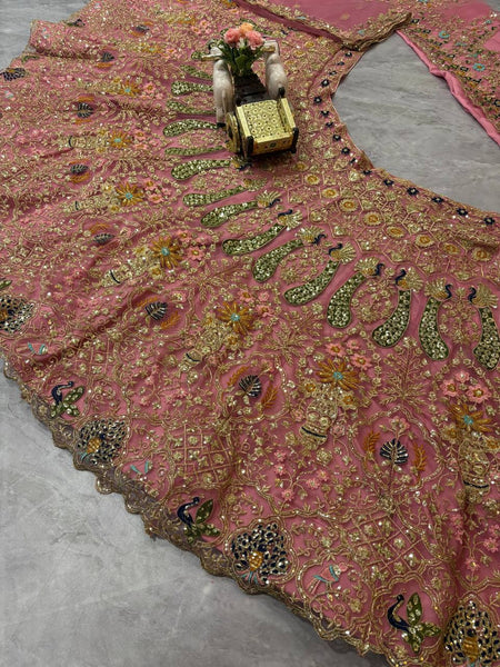 Pink Color Net Sequence Lehenga Choli