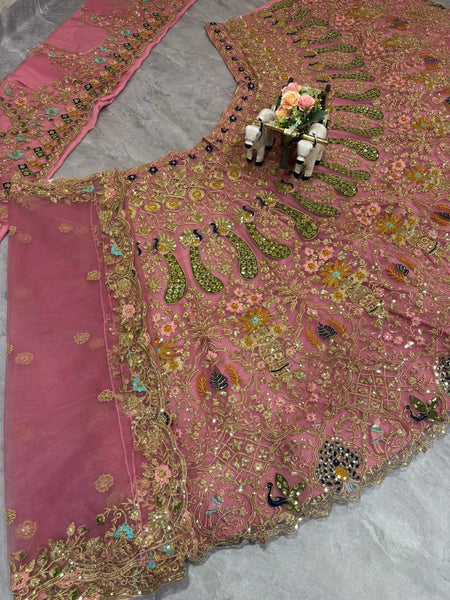 Pink Color Net Sequence Lehenga Choli