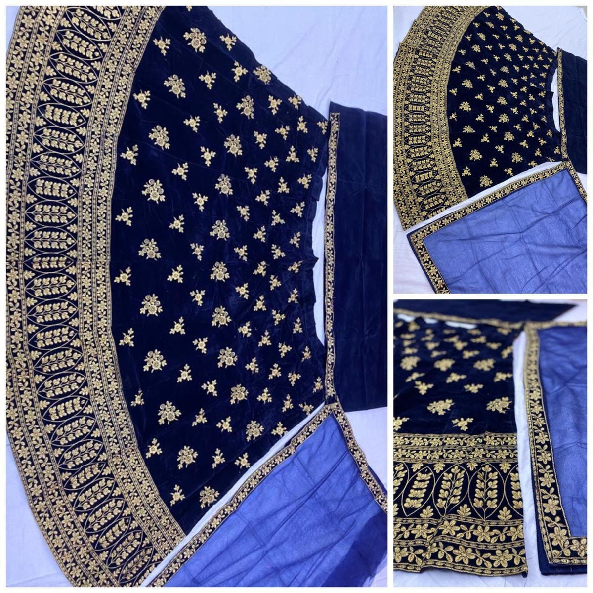 Designer Bridal Velvet Full Embroidery Lehenga Choli With Dupatta