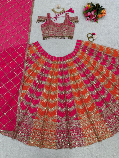 Orange Wedding Lehenga Choli for women