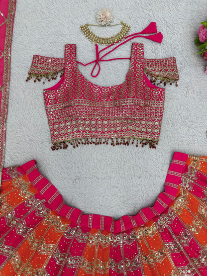 Orange Wedding Lehenga Choli for women