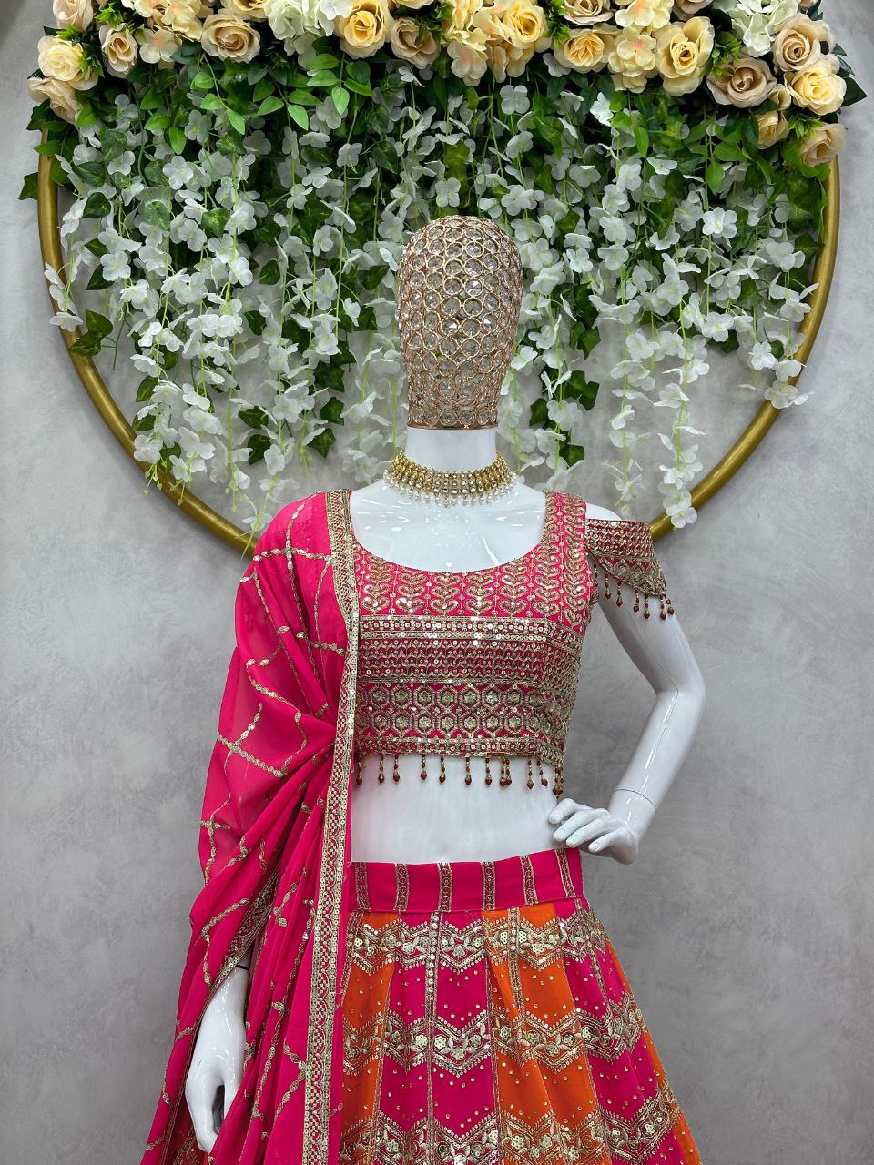 Orange Wedding Lehenga Choli for women