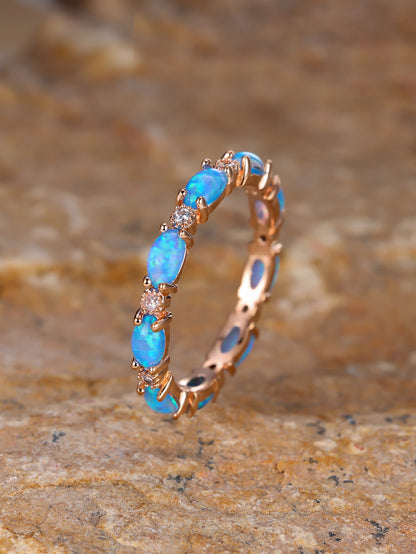 Rhinestones Rings Platinum Heart-shaped Full Of Diamond Opal Ring