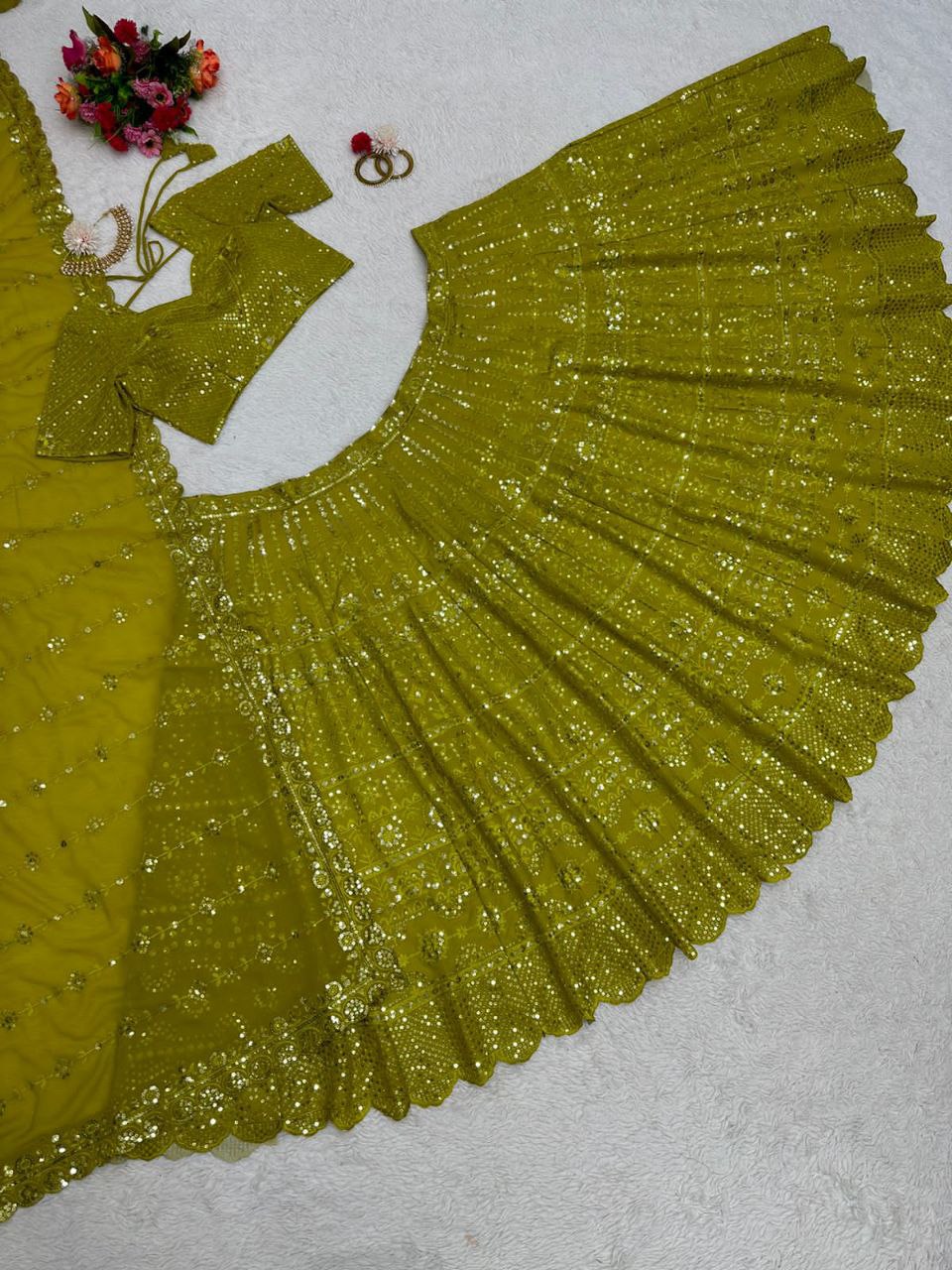 Latest Green Lehenga Choli For Wedding Wear
