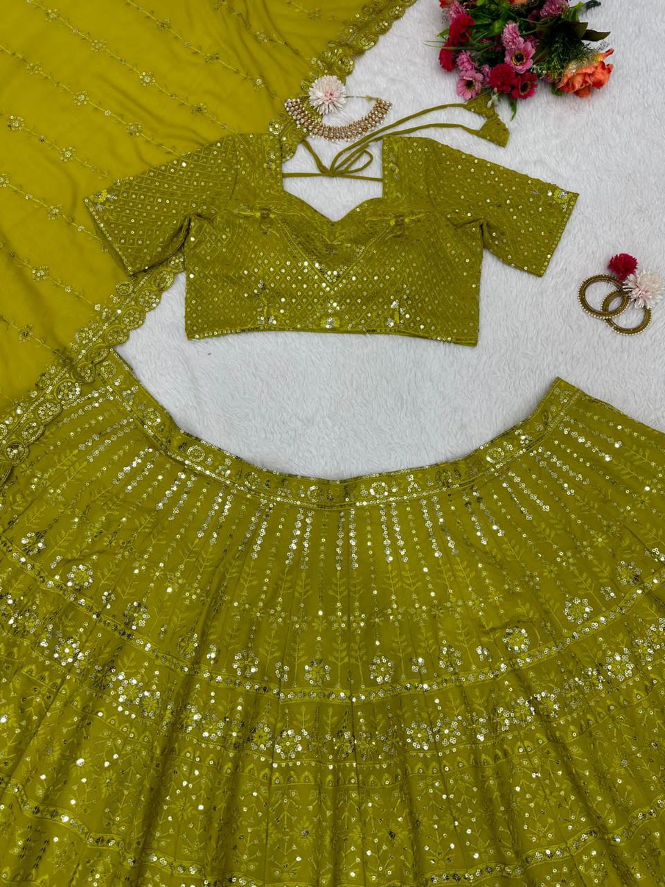 Latest Green Lehenga Choli For Wedding Wear