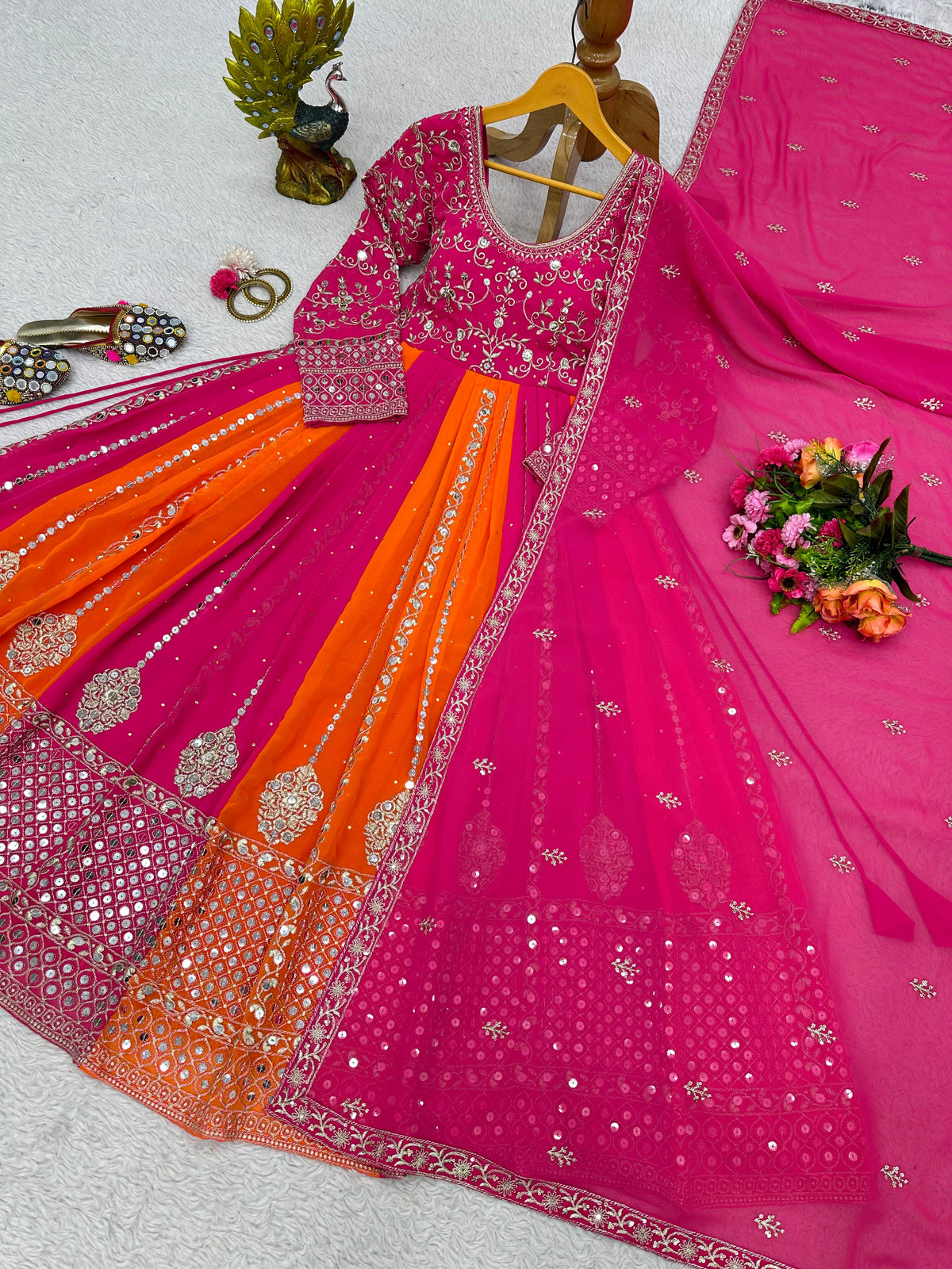 Multi Color Georgette Anarkali Suit Dress For Women
