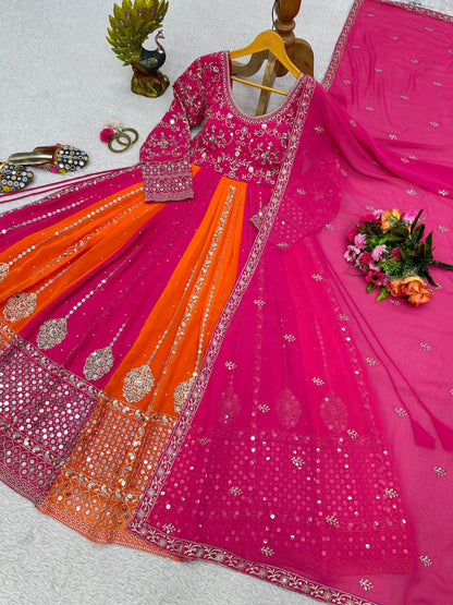 Multi Color Georgette Anarkali Suit Dress For Women