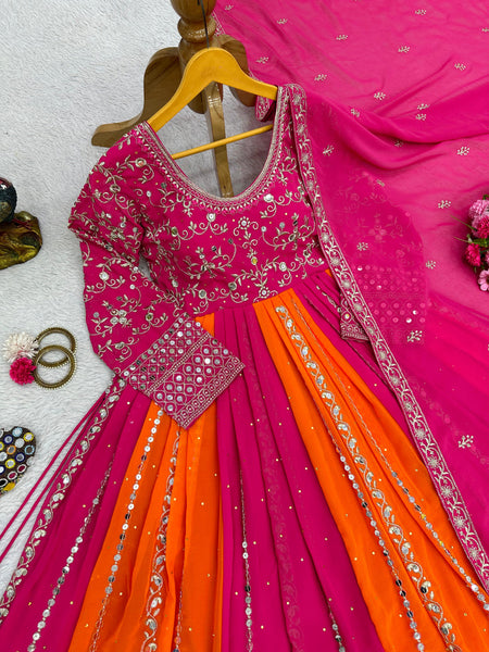 Multi Color Georgette Anarkali Suit Dress For Women