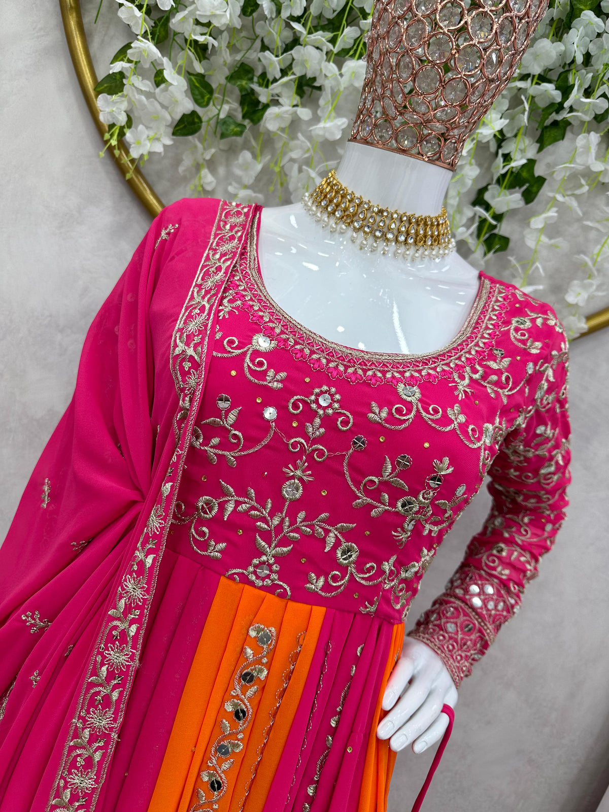 Multi Color Georgette Anarkali Suit Dress For Women