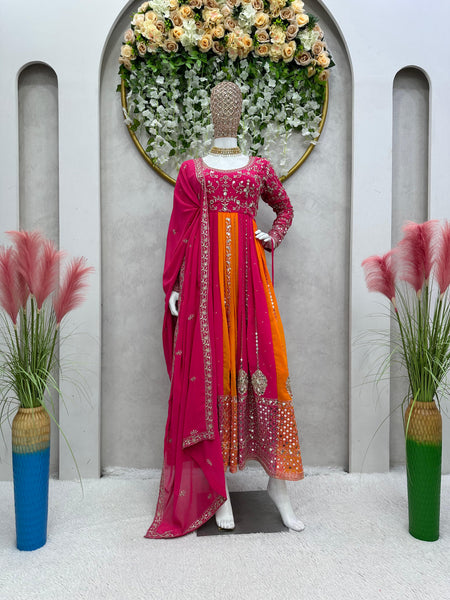 Multi Color Georgette Anarkali Suit Dress For Women