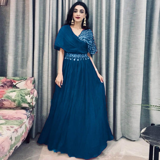 Party Wear Stitched Georgette Long Maxi Gown