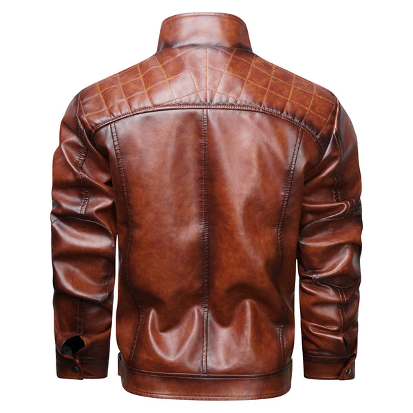 Men's Retro Faux Leather Cafe Racer Jacket - Stylish & Trendy