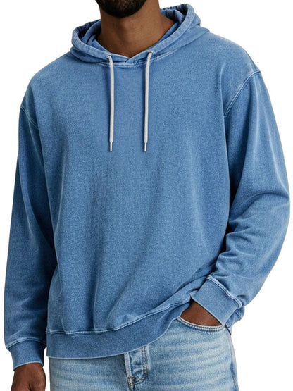 Casual Solid Color Hooded Long-sleeved Sweatshirt Men