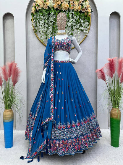 Blue Georgette Lehenga Choli for function wear