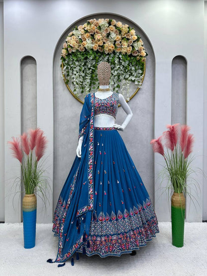 Blue Georgette Lehenga Choli for function wear