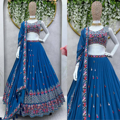 Blue Georgette Lehenga Choli for function wear
