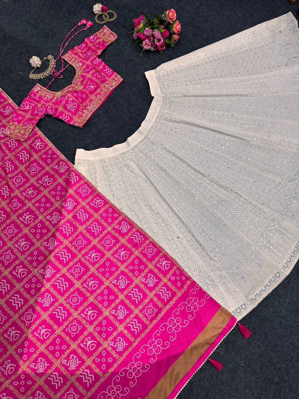 White Function Wear Georgette Lehenga for women