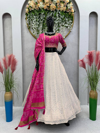 White Function Wear Georgette Lehenga for women