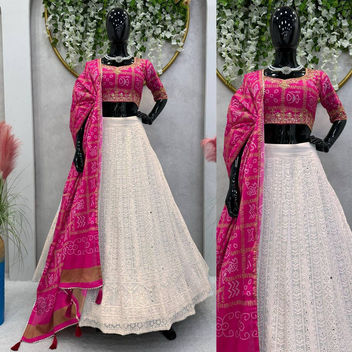 White Function Wear Georgette Lehenga for women