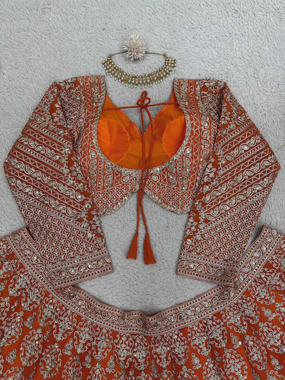 Wedding Wear Orange Lehenga With can can