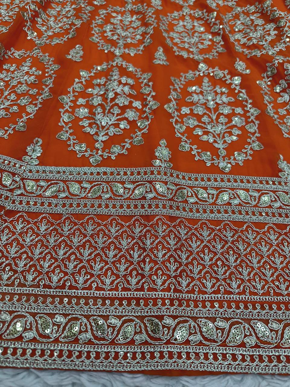 Wedding Wear Orange Lehenga With can can