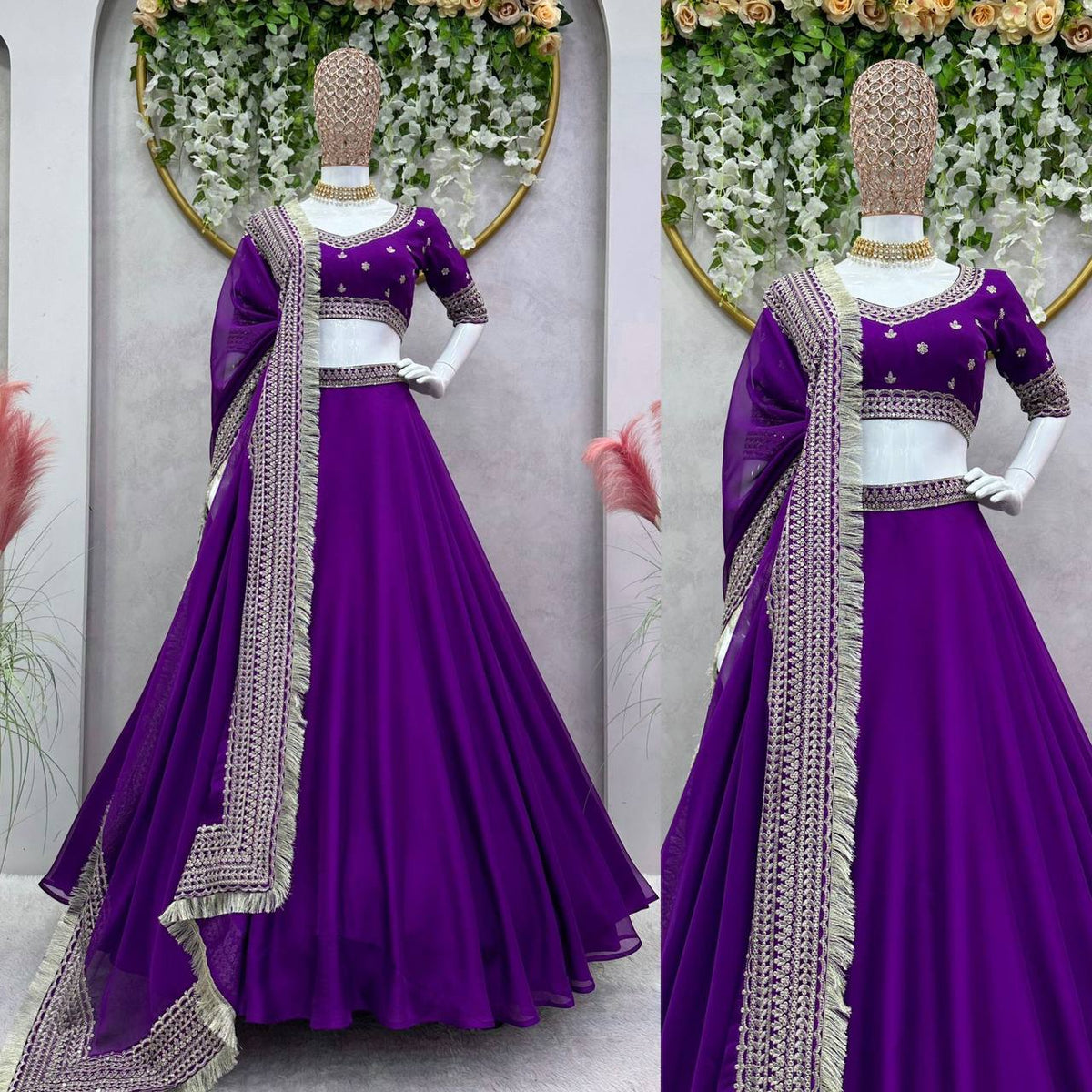 Purple lehenga choli set for women