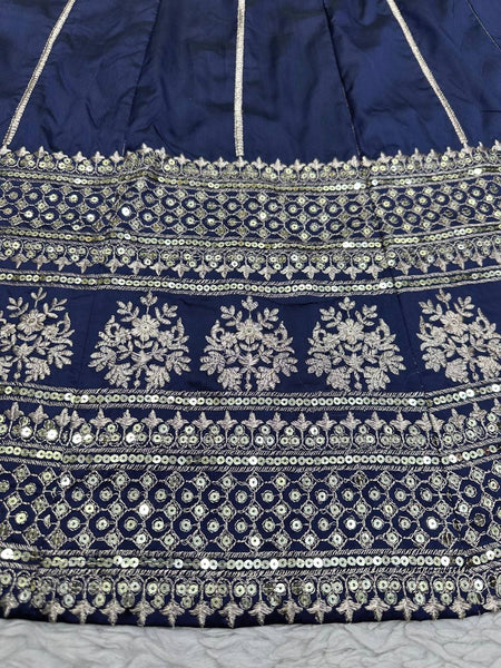 Blue Embroidery Lehenga Set