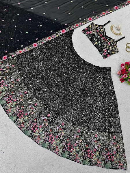 Black Lehenga choli for women Embroidery work