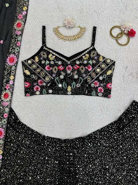 Black Lehenga choli for women Embroidery work