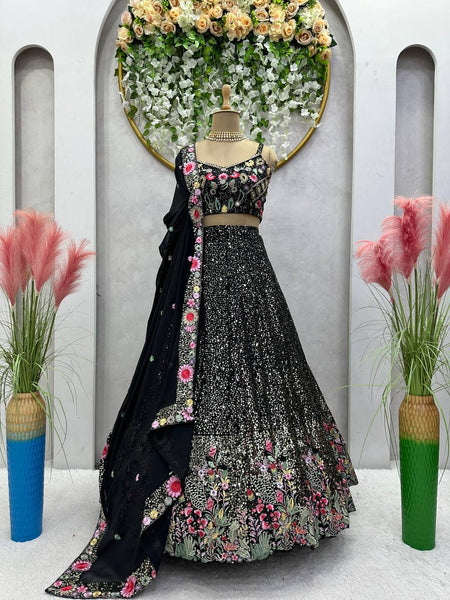 Black Lehenga choli for women Embroidery work