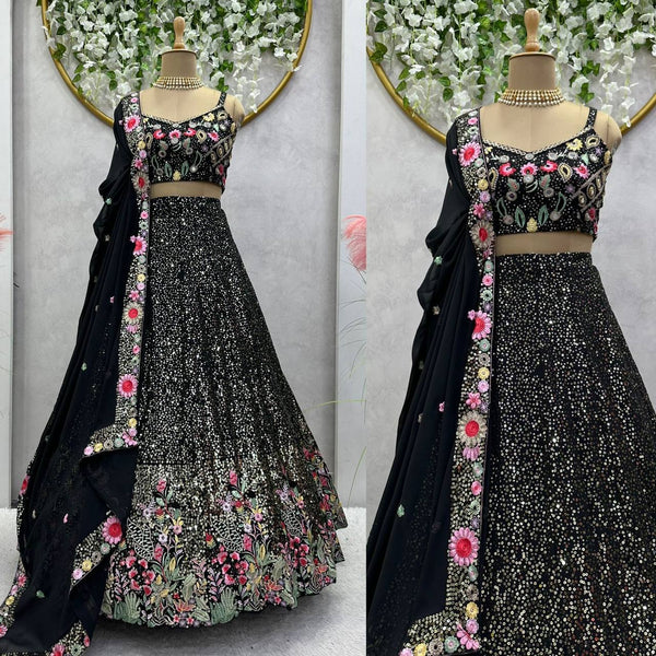 Black Lehenga choli for women Embroidery work