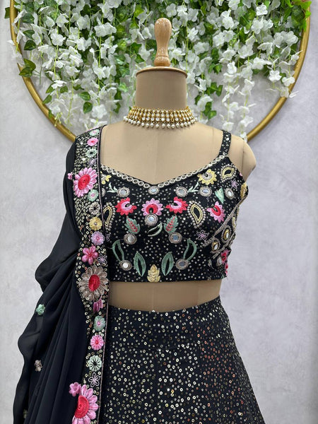 Black Lehenga choli for women Embroidery work