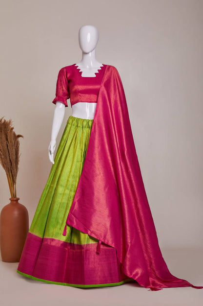 Party Wear Latest Jacquard Silk semi stitched lehega with zumkha