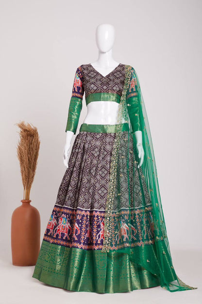 Multi Color Digital Printed Dola silk Lehenga Choli