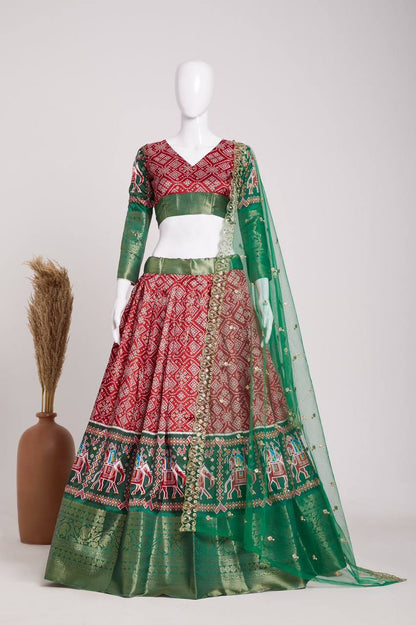 Multi Color Digital Printed Dola silk Lehenga Choli