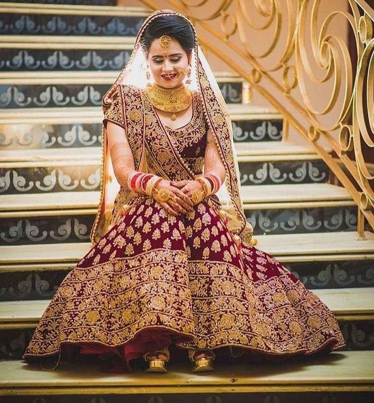 Bridal Lehenga Velvet Embroidered Work With Moti Lace Dupatta