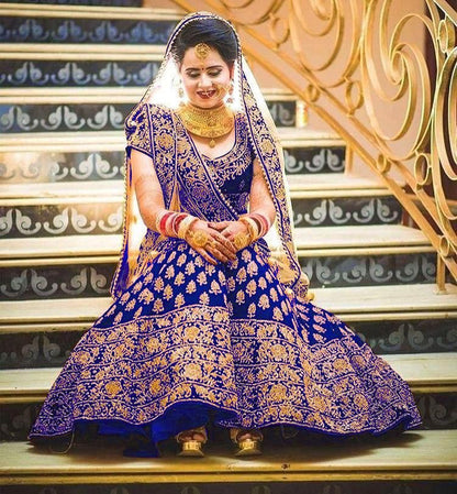 Bridal Lehenga Velvet Embroidered Work With Moti Lace Dupatta