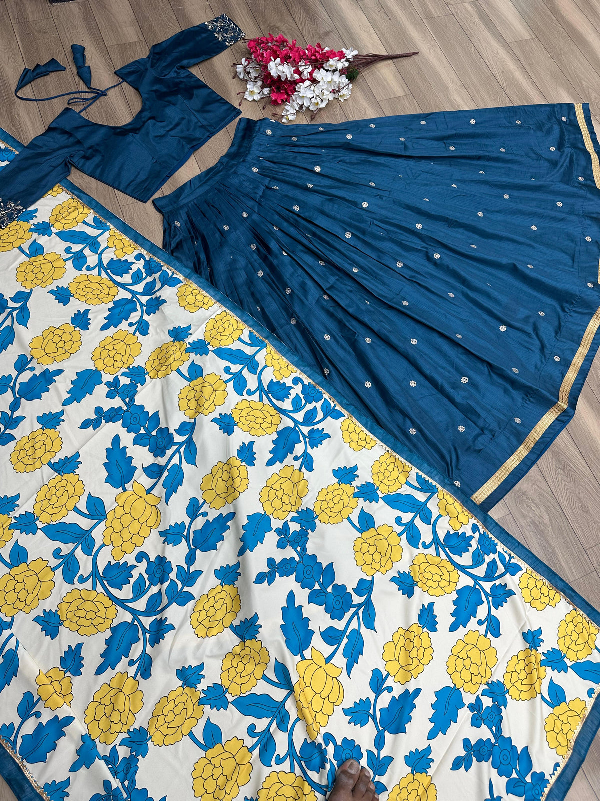 Blue Color Kalamkari Stitched Ready to wear Lehenga Choli