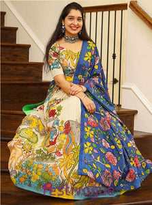 Kalamkari printed Crepe stitched lehenga choli with dupatta