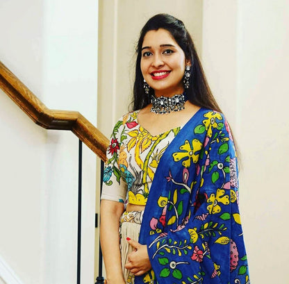 Kalamkari printed Crepe stitched lehenga choli with dupatta