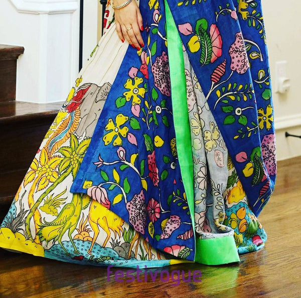 Kalamkari printed Crepe stitched lehenga choli with dupatta