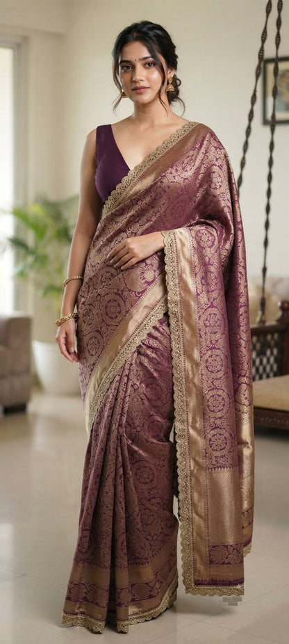 Banarasi Silk Embroidery Lace Saree with Blouse